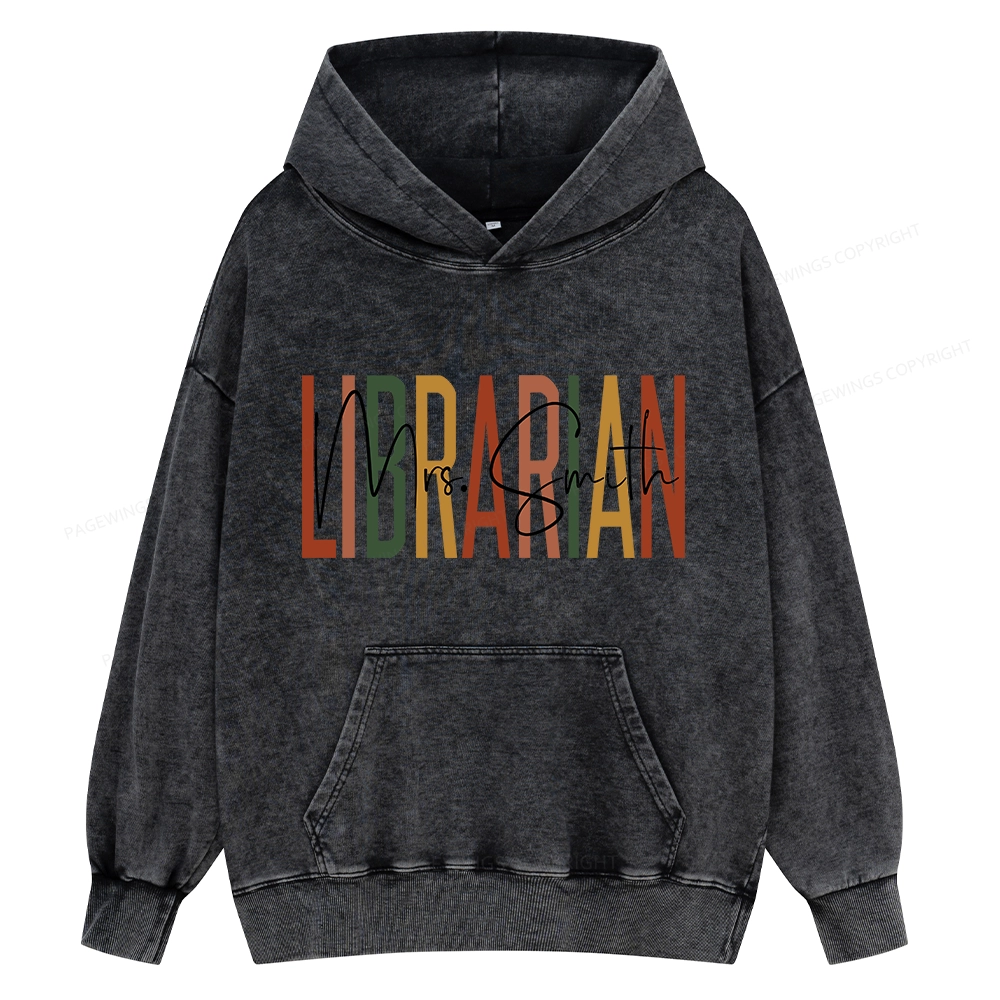 Pagewing Personalized Librarian Unisex Washed Hoodie