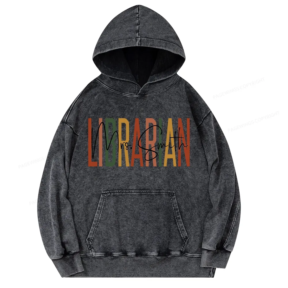 Pagewing Personalized Librarian Unisex Washed Hoodie