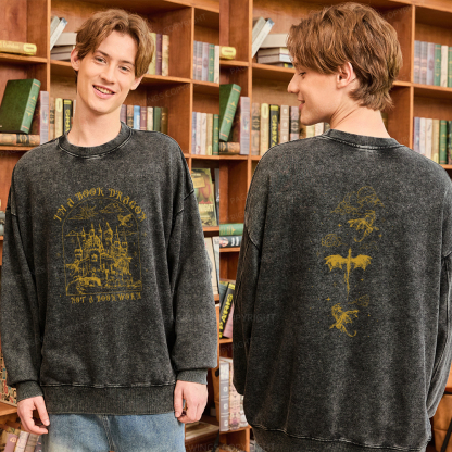 Pagewings I'm Not A Bookworm I'm A Book Dragon Unisex Washed Sweatshirt