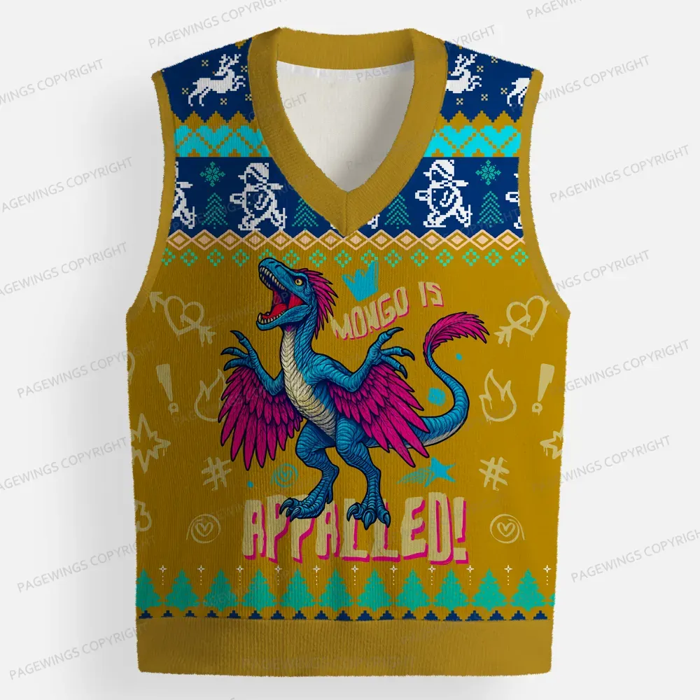 Pagewings Mongo Is AppalledUnisex V-Neck Ugly Knit Vest