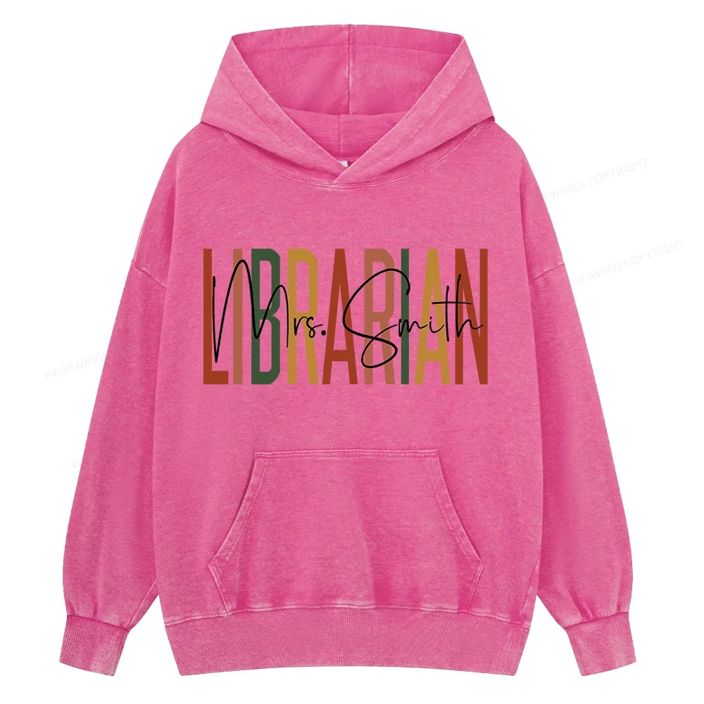 Pagewing Personalized Librarian Unisex Washed Hoodie