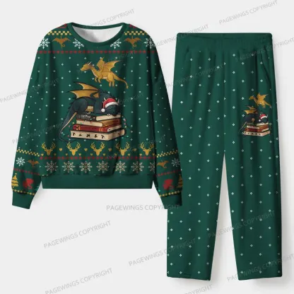 Pagewings Book Dragon Unisex Flannel Pajama Set
