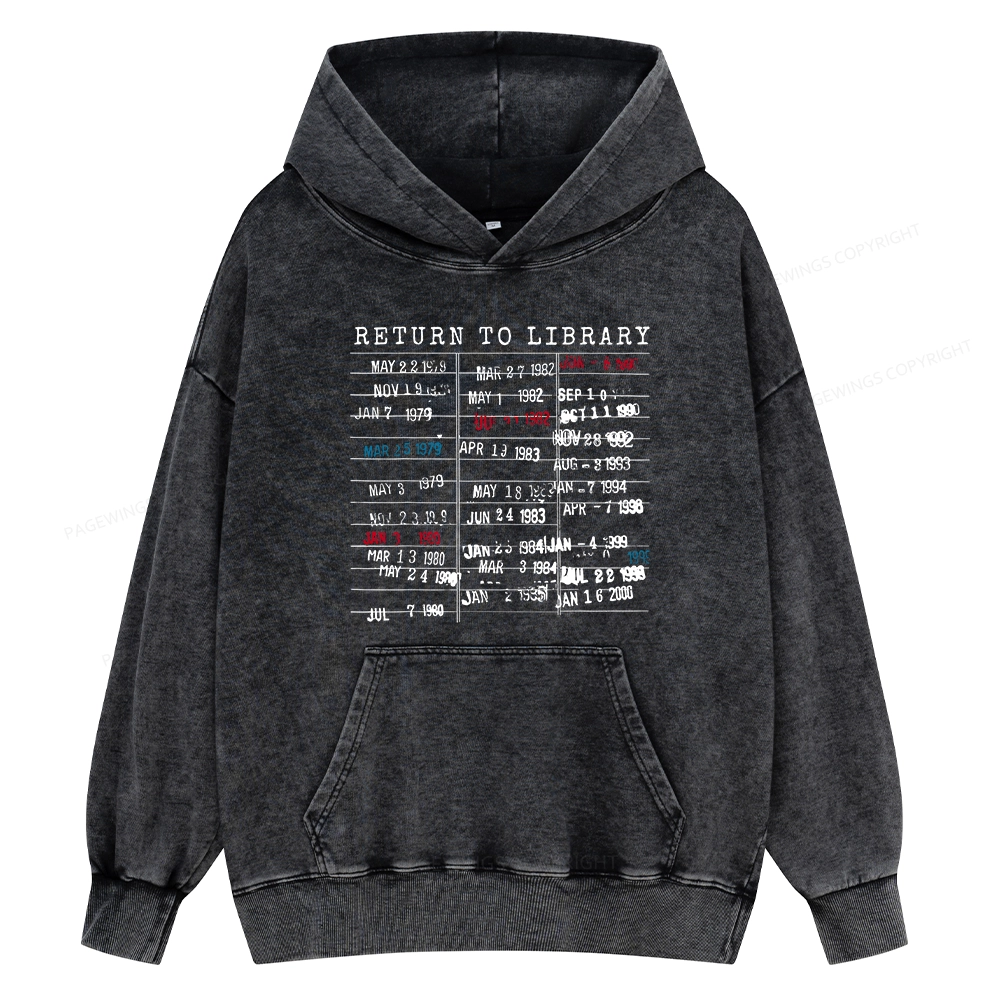 Pagewing Return To Library Unisex Washed Hoodie