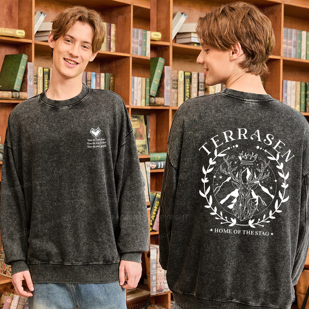 Pagewings Fireheart Embroidery Unisex Washed Sweatshirt