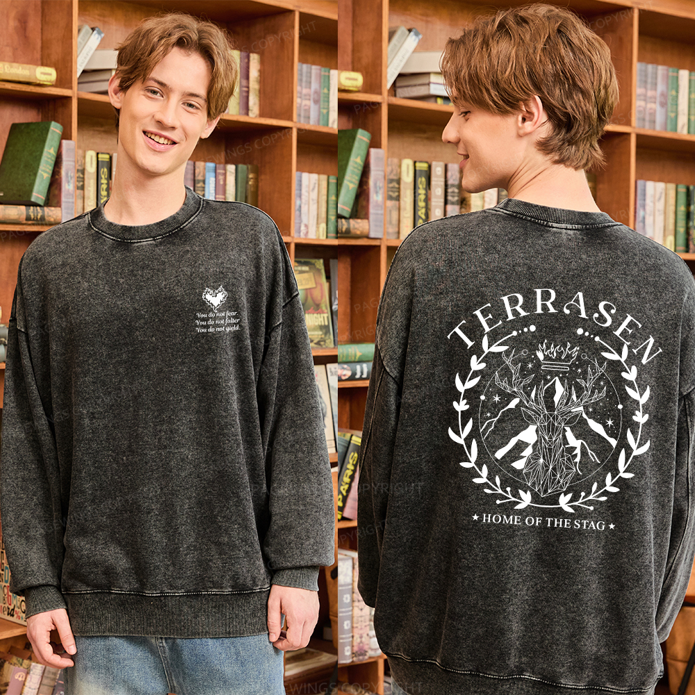 Pagewings Fireheart Embroidery Unisex Washed Sweatshirt