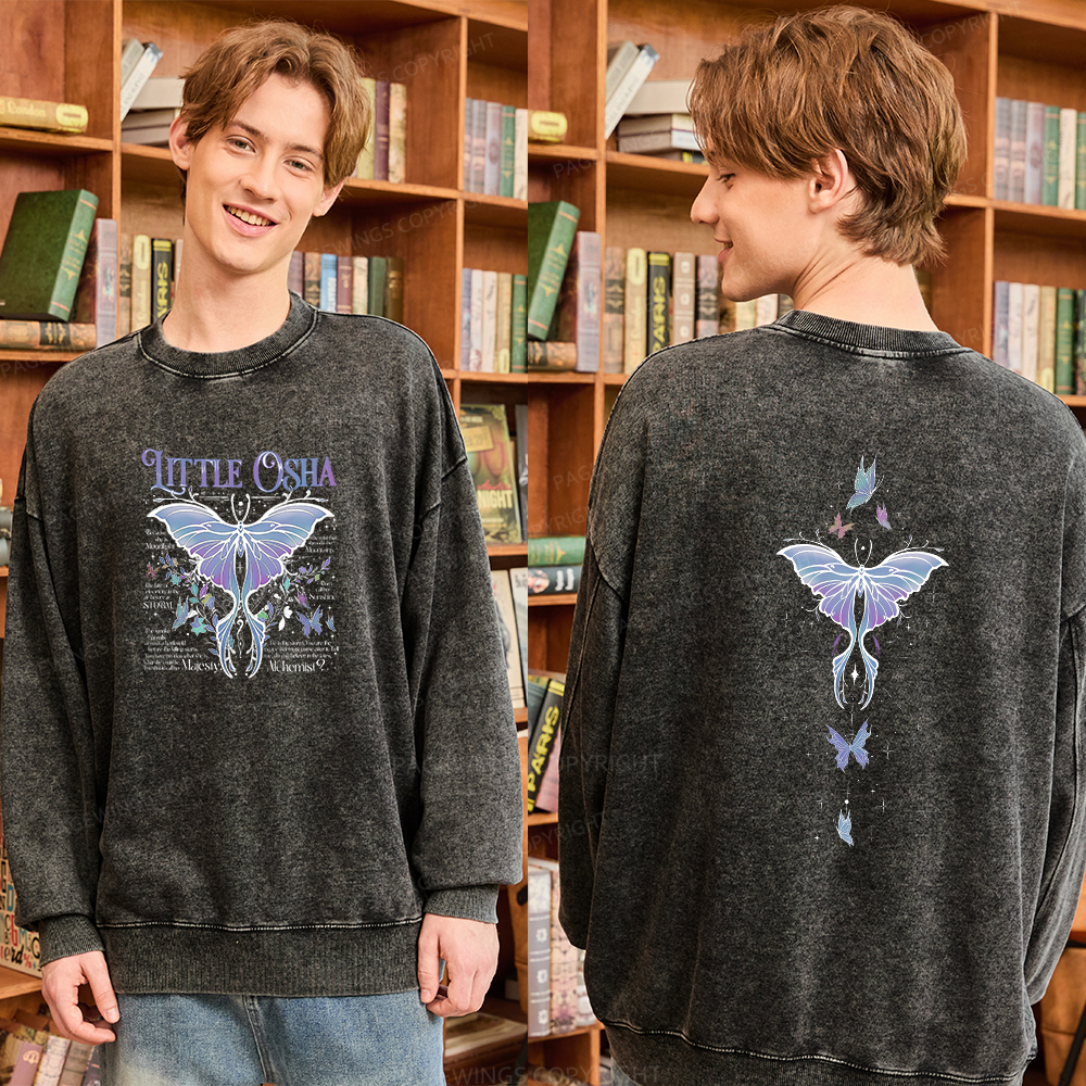 Pagewings Fantasy Bookish Unisex Washed Sweatshirt