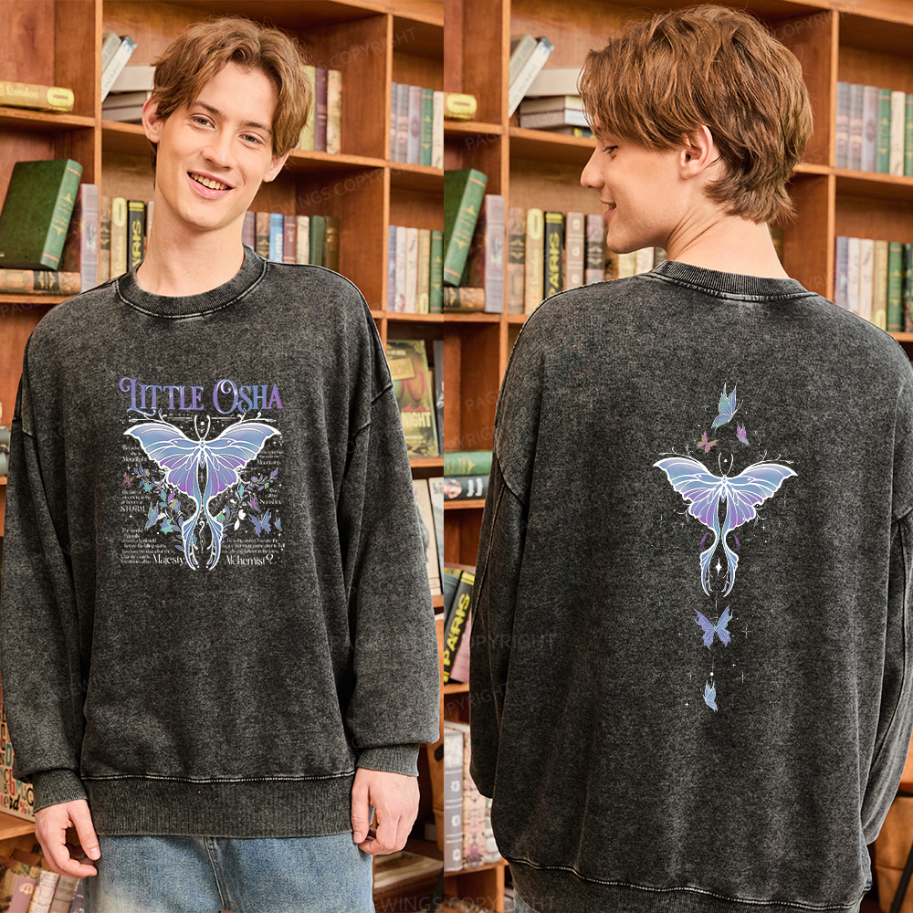 Pagewings Fantasy Bookish Unisex Washed Sweatshirt