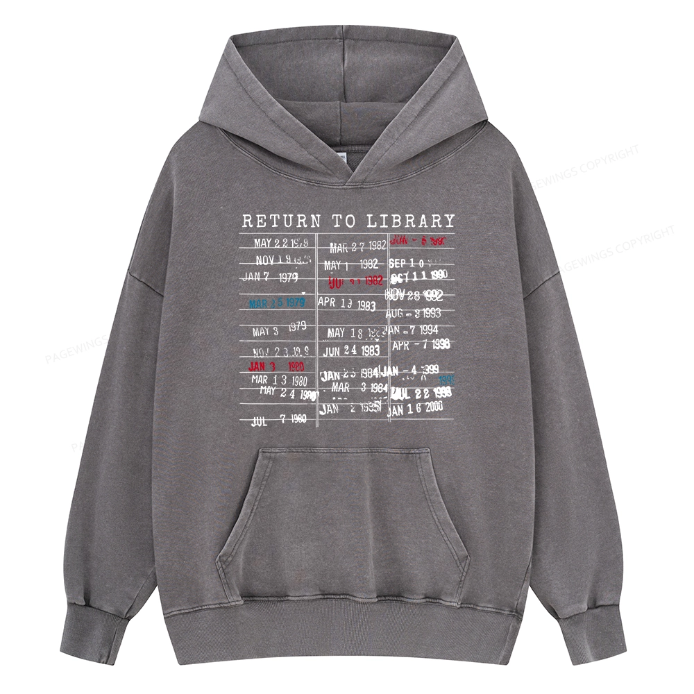 Pagewing Return To Library Unisex Washed Hoodie