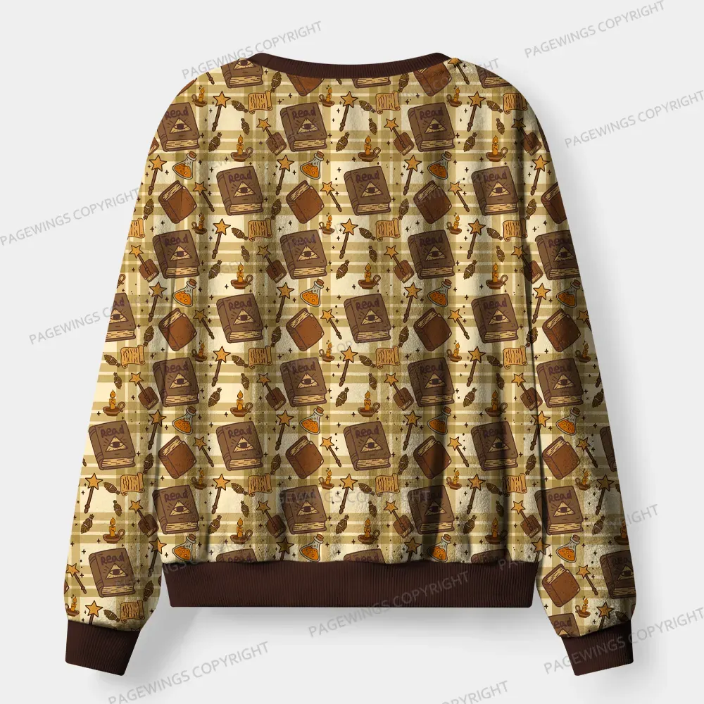 Pagewings Cats And Reading Unisex Flannel Pajama Set