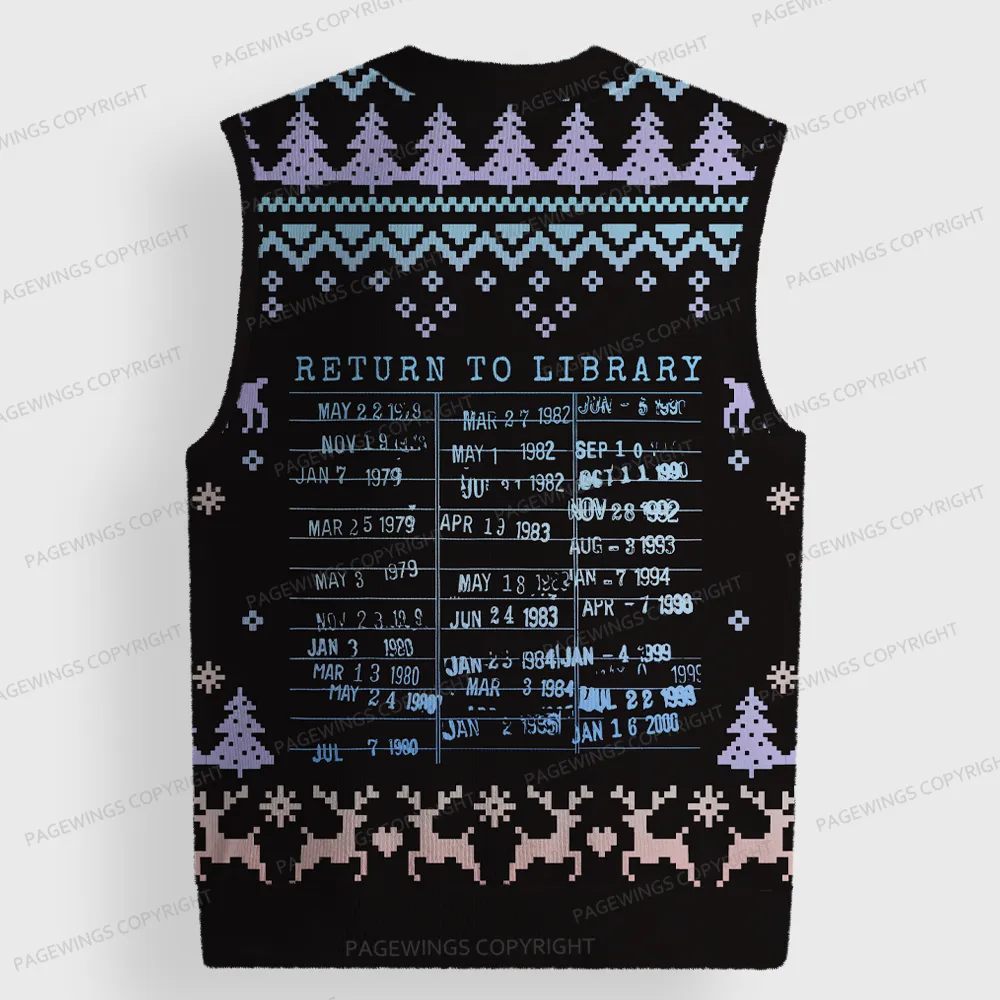 Pagewings Return To Library Unisex V-Neck Ugly Knit Vest