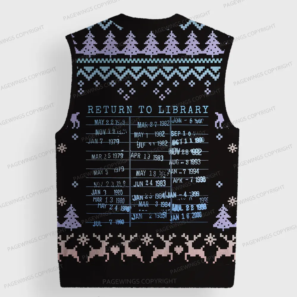 Pagewings Return To Library Unisex V-Neck Ugly Knit Vest