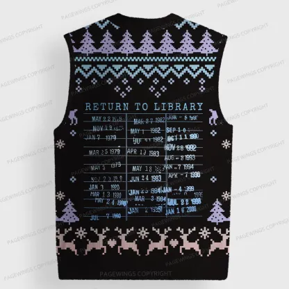 Pagewings Return To Library Unisex V-Neck Ugly Knit Vest