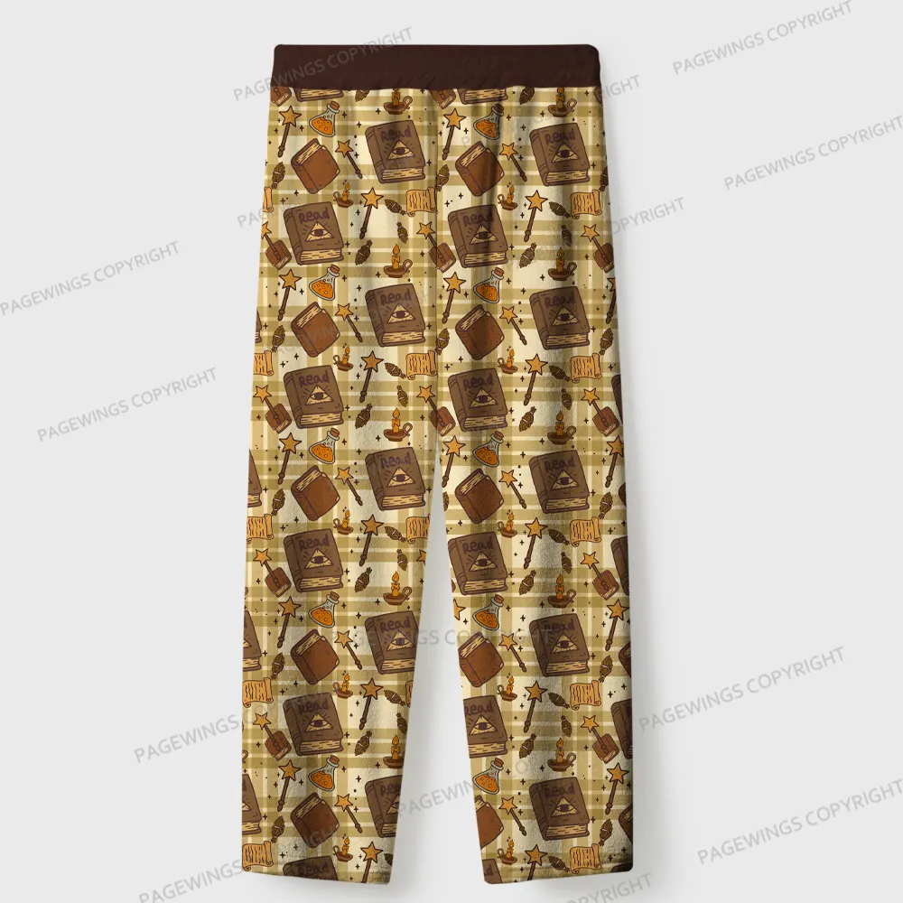 Pagewings Cats And Reading Unisex Flannel Pajama Set