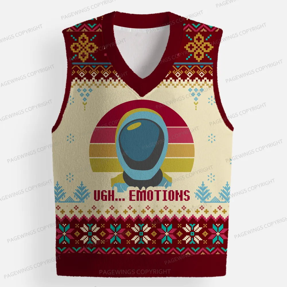 Pagewings Emotions Unisex V-Neck Ugly Knit Vest