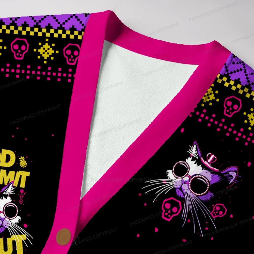 Pagewings God Dammit Donut Unisex Ugly Cardigan Sweaters