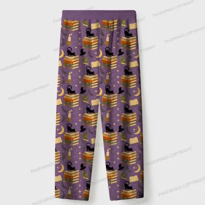 Pagewings Cats And Reading Unisex Flannel Pajama Set