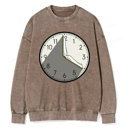 Pagewings Book Clock Unisex Washed Sweatshirt
