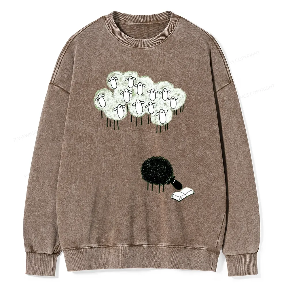 Pagewings Reading Fluffy Flock Unisex Washed Sweatshirt
