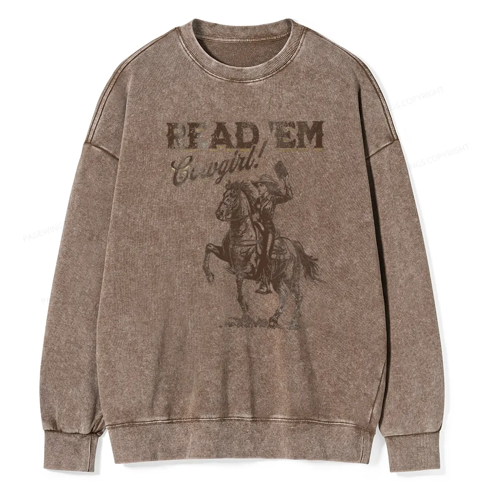 Pagewings Bookish Cowgirl Unisex Washed Sweatshirt