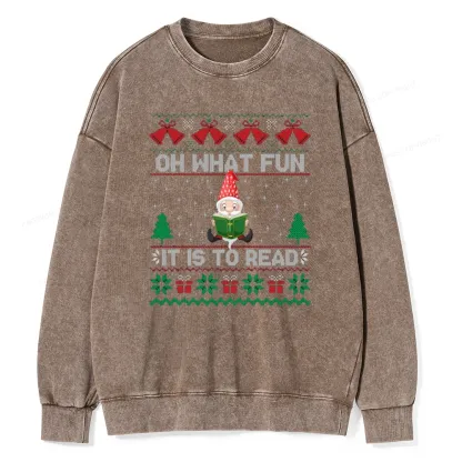 Pagewings Oh What Fun It Is To Read Unisex Washed Sweatshirt
