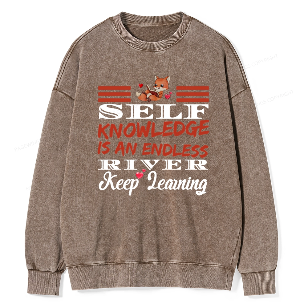 Pagewings Self Knowledge Is An Endless River Unisex Washed Sweatshirt