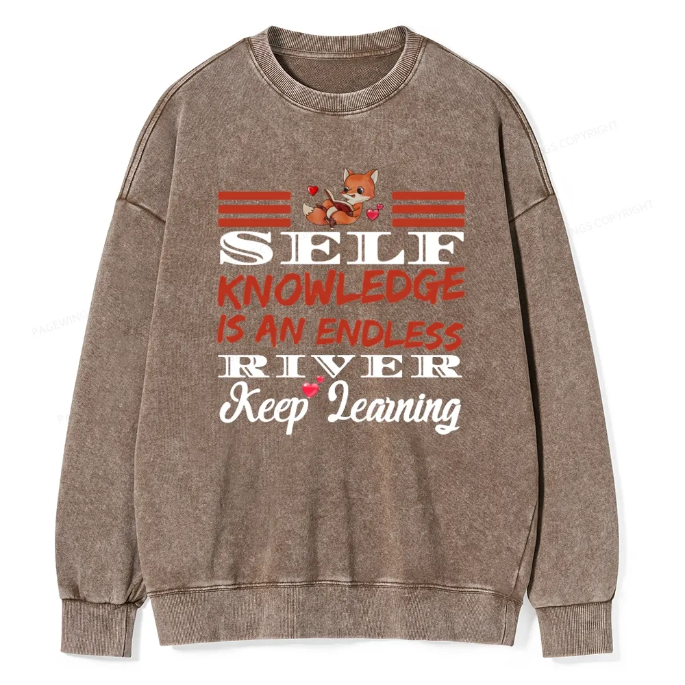 Pagewings Self Knowledge Is An Endless River Unisex Washed Sweatshirt