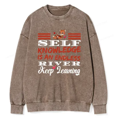 Pagewings Self Knowledge Is An Endless River Unisex Washed Sweatshirt