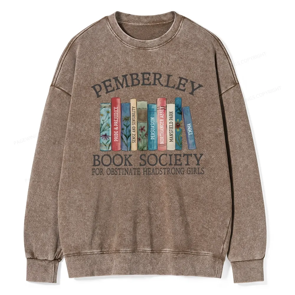 Pagewings Pemberley Book Society Unisex Washed Sweatshirt