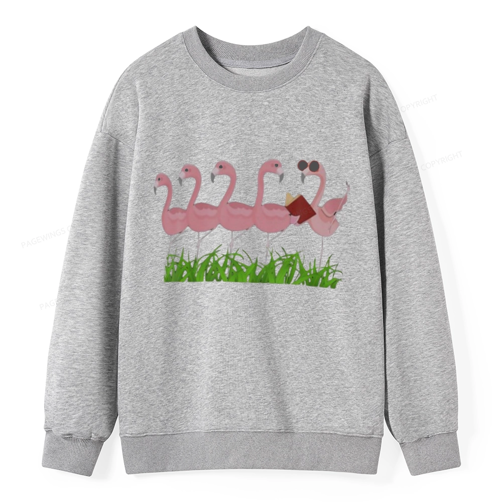 Pagewings Funny Flamingo Reading Book Unisex Classic Sweatshirt