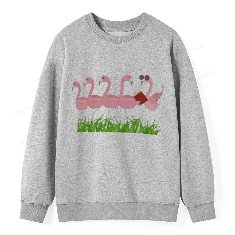 Pagewings Funny Flamingo Reading Book Unisex Classic Sweatshirt