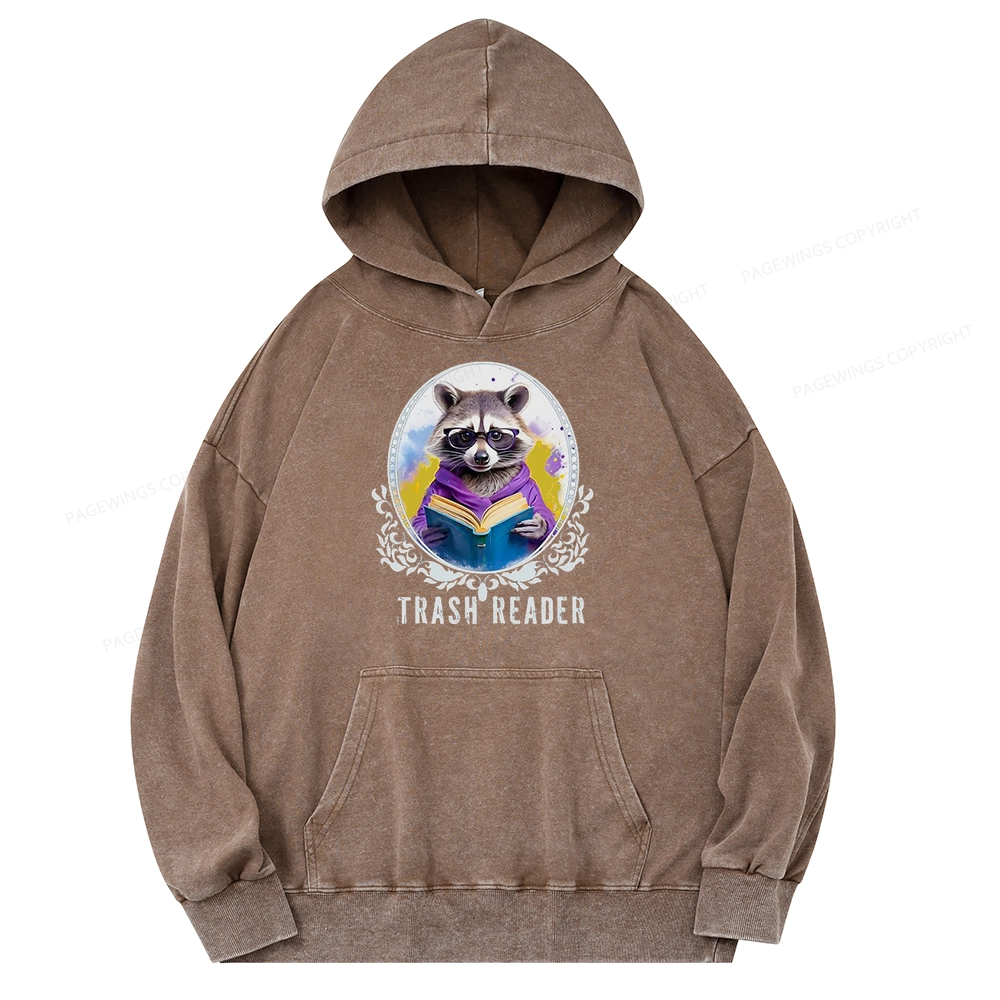 Pagewings Trash Reader Unisex Washed Hoodie