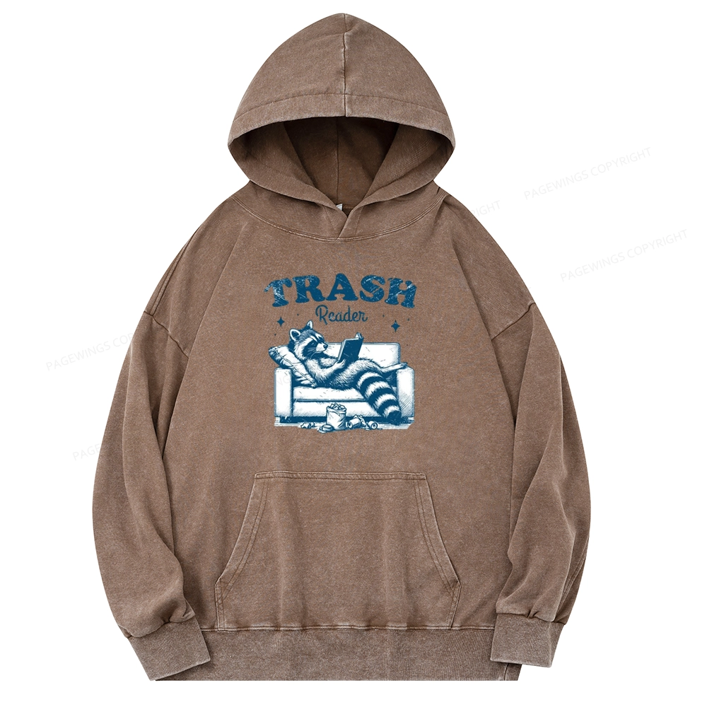 Pagewings Trash Reader Unisex Washed Hoodie