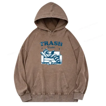 Pagewings Trash Reader Unisex Washed Hoodie