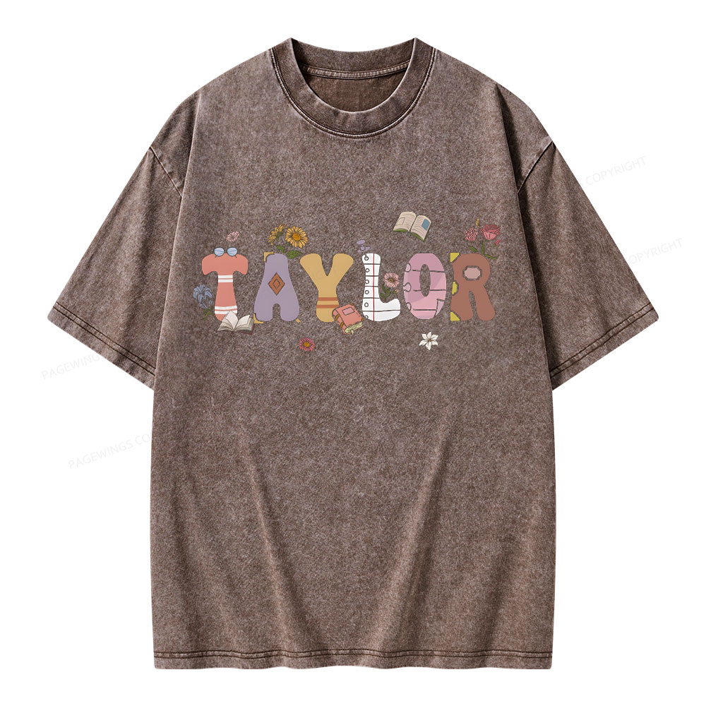 PagewingsPersonalized Gift For Bookish Bookworm Unisex Washed T-shirt