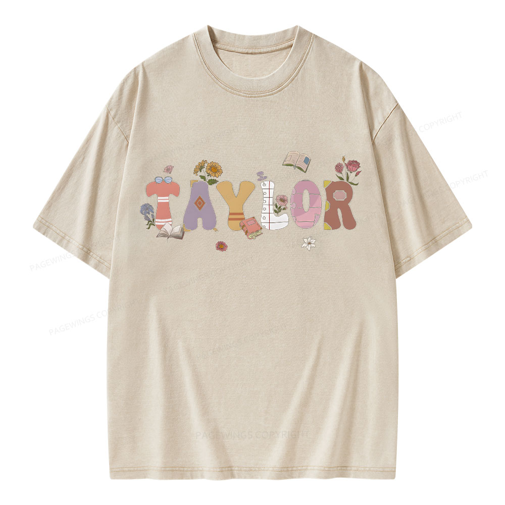 PagewingsPersonalized Gift For Bookish Bookworm Unisex Washed T-shirt