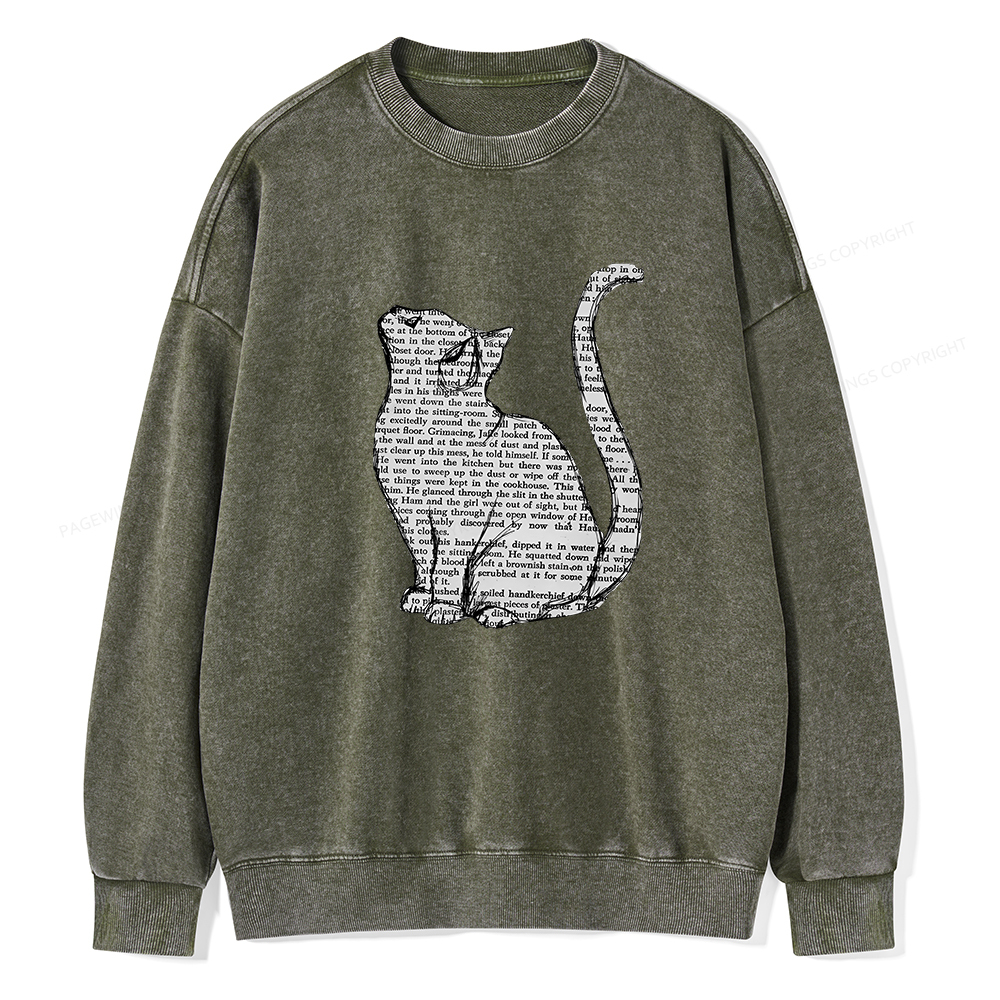 Pagewings Lots Of Books And Cute Cats Unisex Washed Sweatshirt