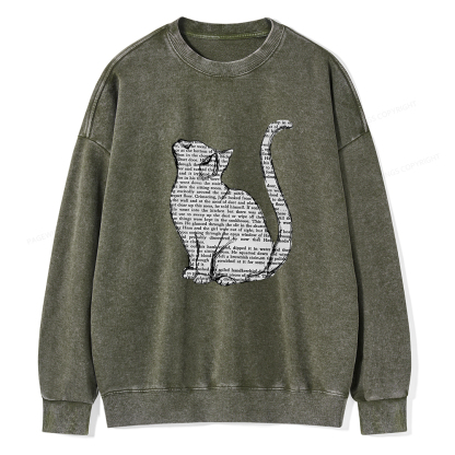Pagewings Lots Of Books And Cute Cats Unisex Washed Sweatshirt