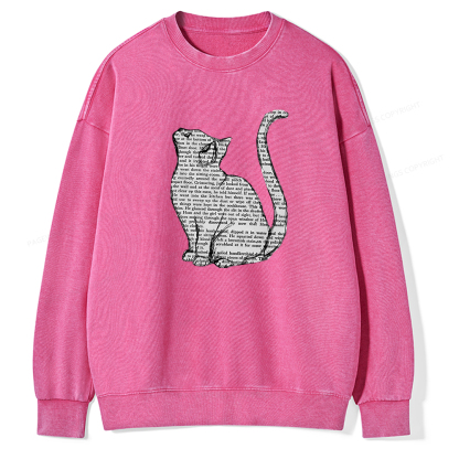 Pagewings Lots Of Books And Cute Cats Unisex Washed Sweatshirt