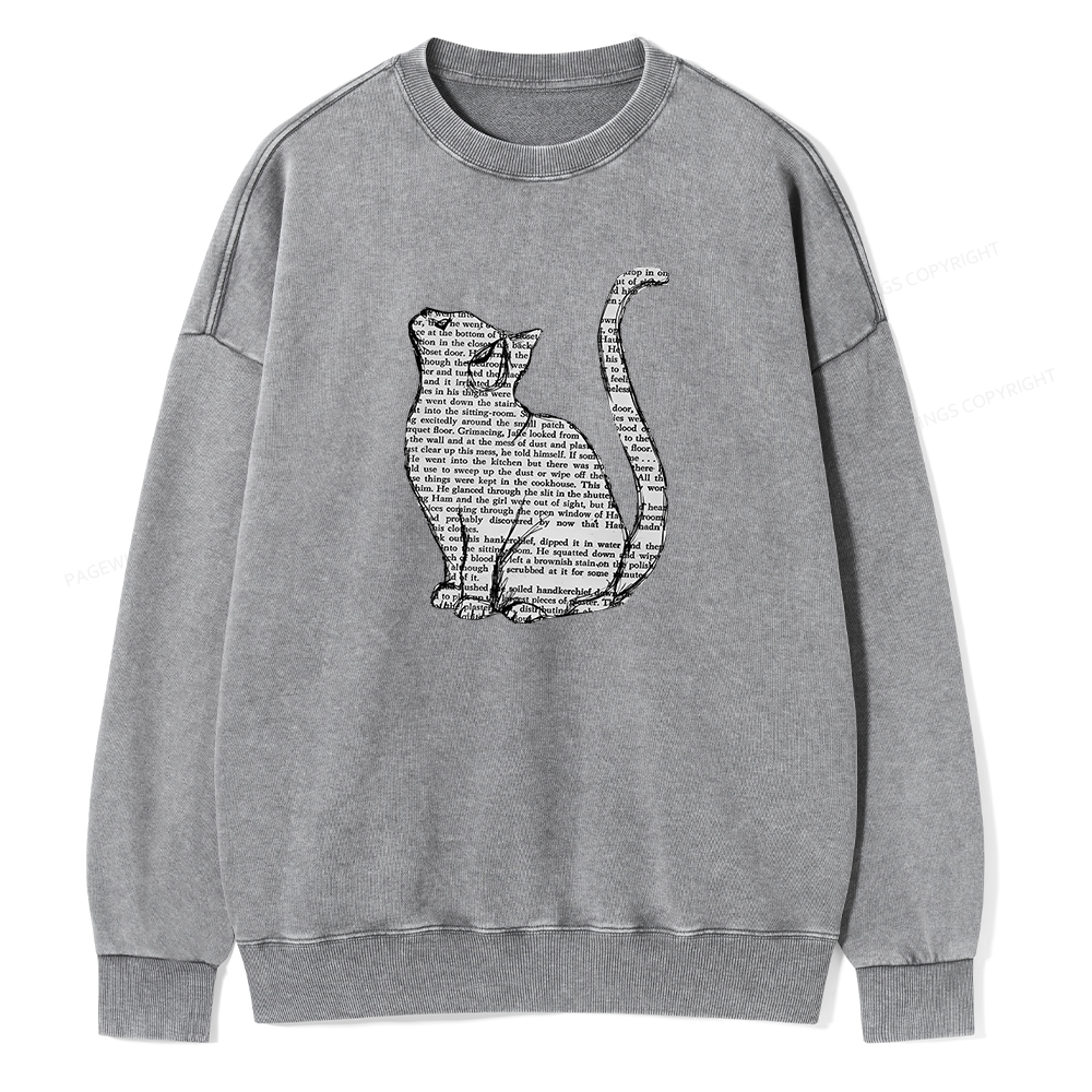 Pagewings Lots Of Books And Cute Cats Unisex Washed Sweatshirt