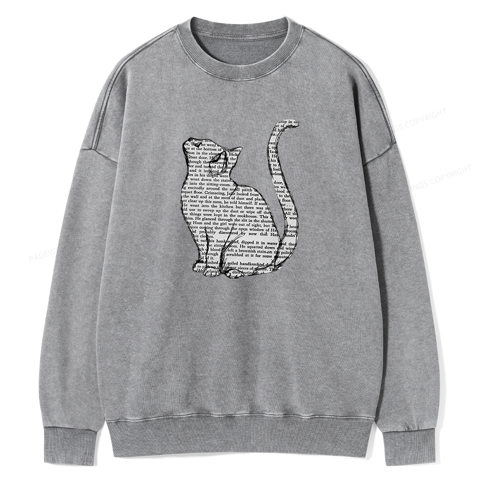 Pagewings Lots Of Books And Cute Cats Unisex Washed Sweatshirt