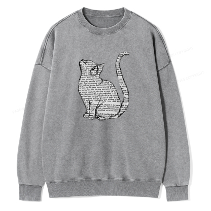 Pagewings Lots Of Books And Cute Cats Unisex Washed Sweatshirt