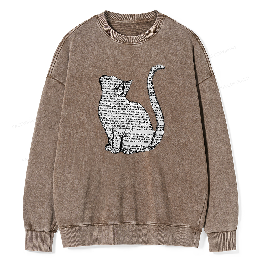 Pagewings Lots Of Books And Cute Cats Unisex Washed Sweatshirt