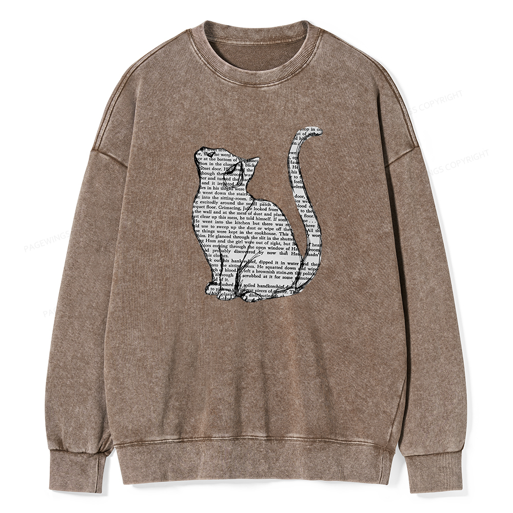 Pagewings Lots Of Books And Cute Cats Unisex Washed Sweatshirt