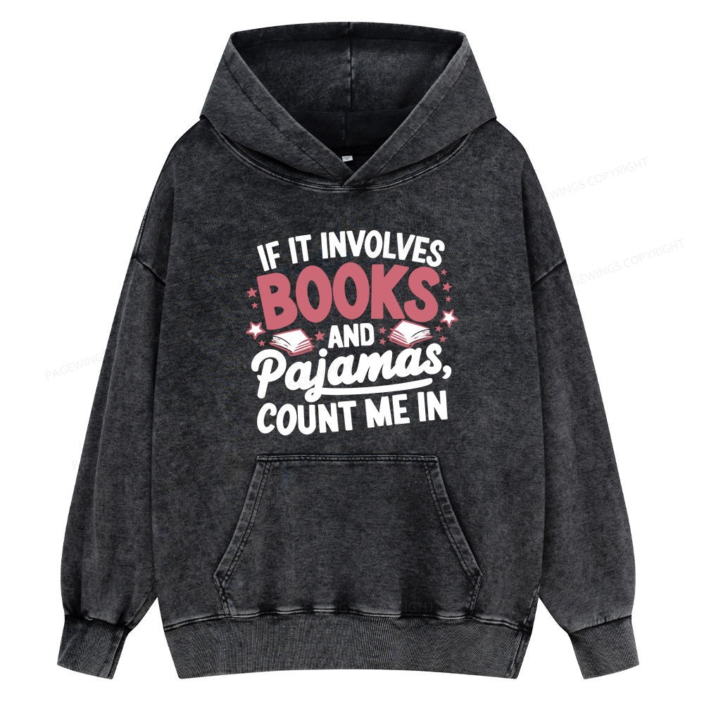 Pagewing Lover Funny Book Reading Unisex Washed Hoodie