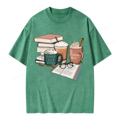 Pagewings Books Lover Coffee Unisex Washed T-shirt