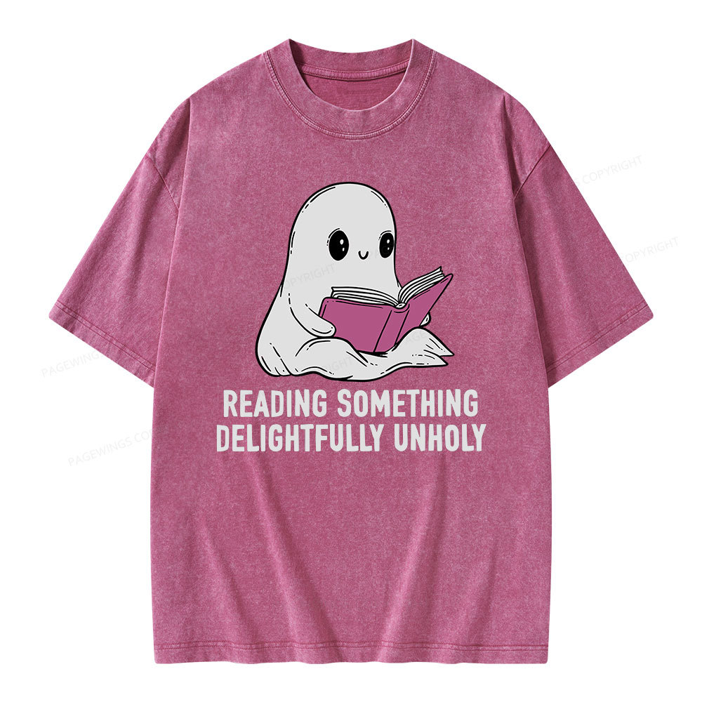 Pagewings reading something delightfully unholy Unisex Washed T-shirt