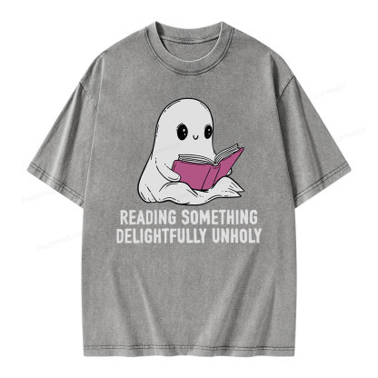 Pagewings reading something delightfully unholy Unisex Washed T-shirt