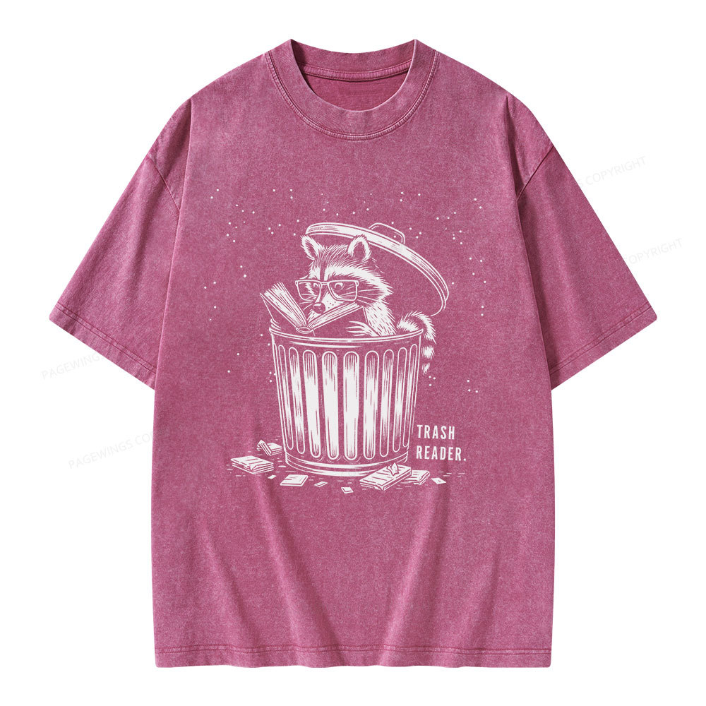 Pagewings Trash Reader Raccoon - Book Quote Unisex Washed T-shirt