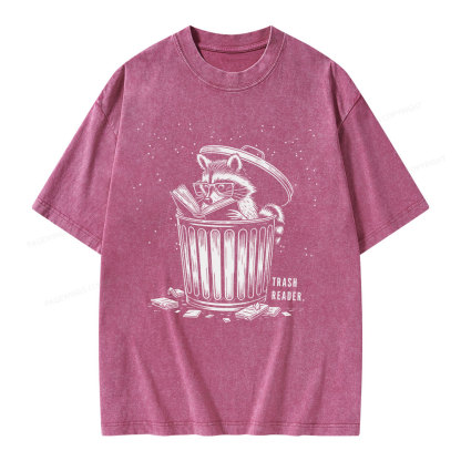 Pagewings Trash Reader Raccoon - Book Quote Unisex Washed T-shirt