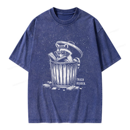 Pagewings Trash Reader Raccoon - Book Quote Unisex Washed T-shirt